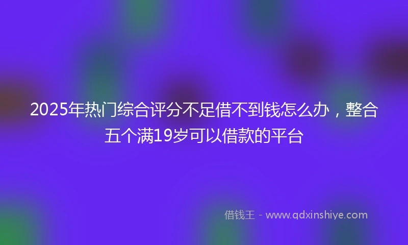 2025年热门综合评分不足借不到钱怎么办，整合五个满19岁可以借款的平台