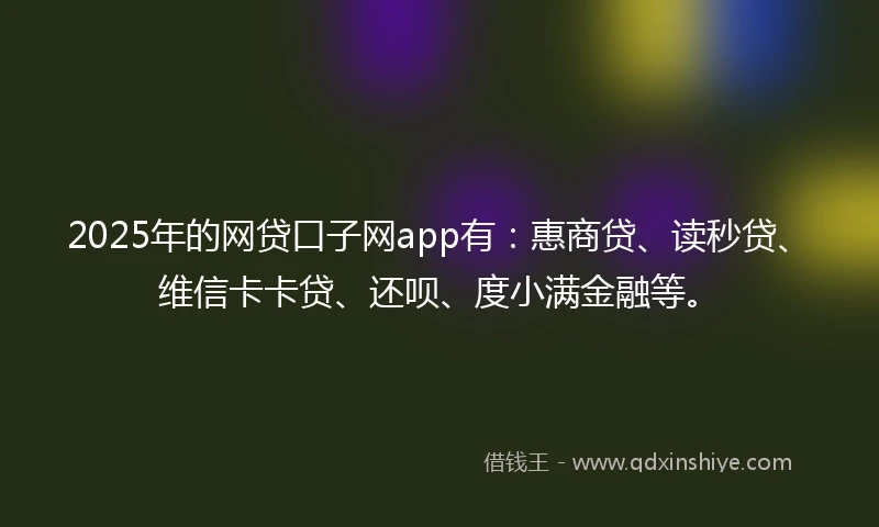 2025年的网贷口子网app有：惠商贷、读秒贷、维信卡卡贷、还呗、度小满金融等。