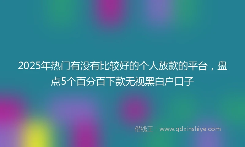 2025年热门有没有比较好的个人放款的平台，盘点5个百分百下款无视黑白户口子