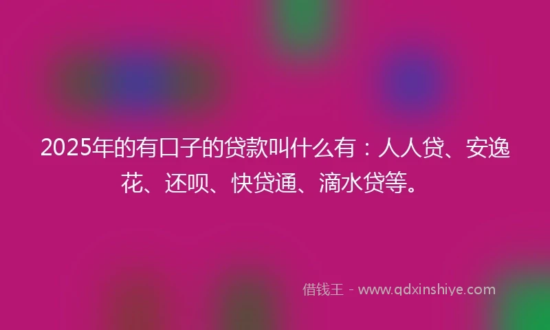 2025年的有口子的贷款叫什么有：人人贷、安逸花、还呗、快贷通、滴水贷等。