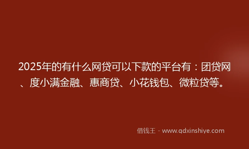 2025年的有什么网贷可以下款的平台有：团贷网、度小满金融、惠商贷、小花钱包、微粒贷等。