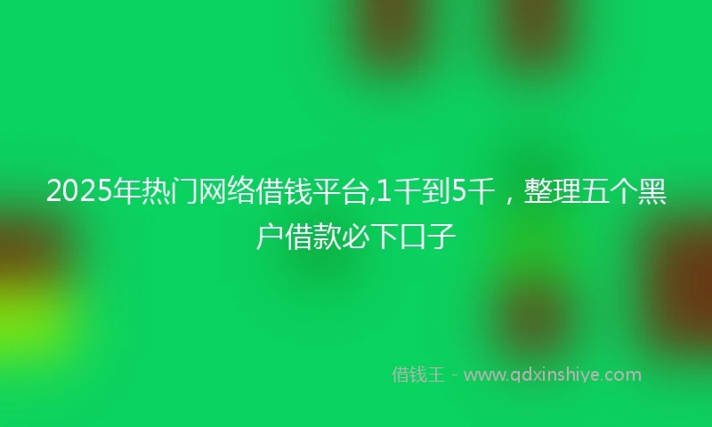 2025年热门网络借钱平台,1千到5千，整理五个黑户借款必下口子