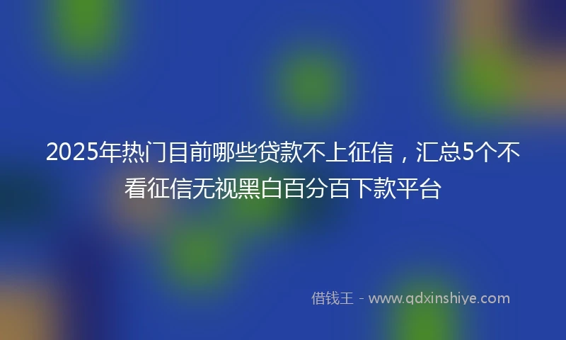 2025年热门目前哪些贷款不上征信，汇总5个不看征信无视黑白百分百下款平台