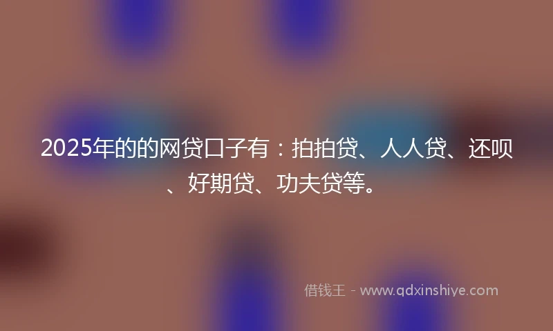 2025年的的网贷口子有：拍拍贷、人人贷、还呗、好期贷、功夫贷等。