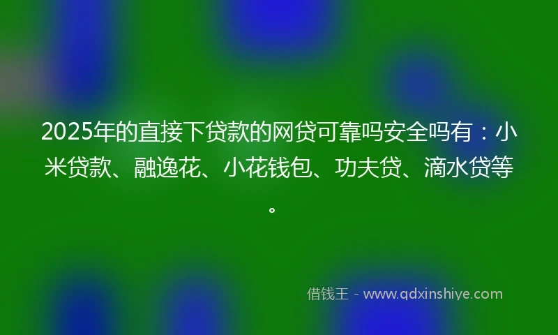 2025年的直接下贷款的网贷可靠吗安全吗有：小米贷款、融逸花、小花钱包、功夫贷、滴水贷等。