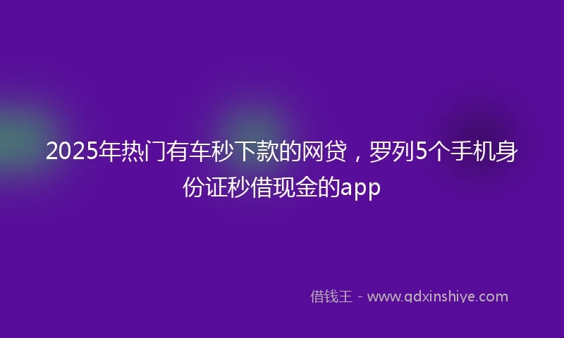 2025年热门有车秒下款的网贷，罗列5个手机身份证秒借现金的app