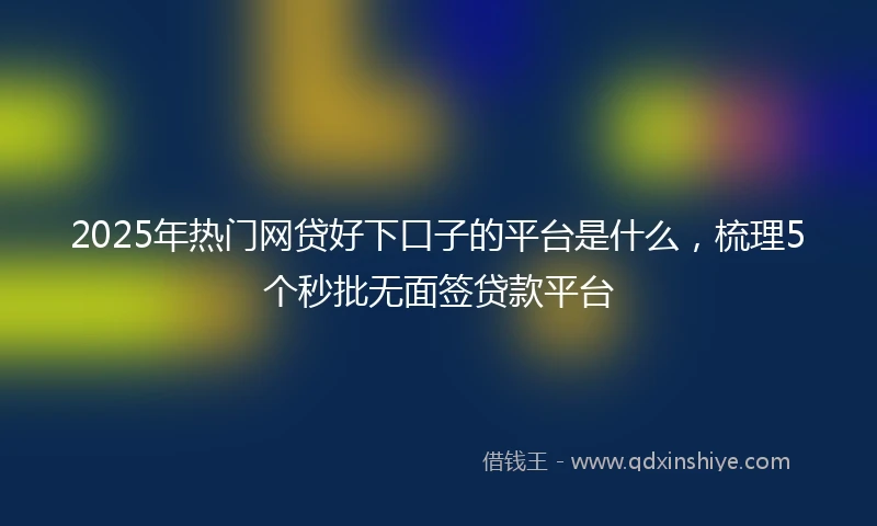 2025年热门网贷好下口子的平台是什么，梳理5个秒批无面签贷款平台