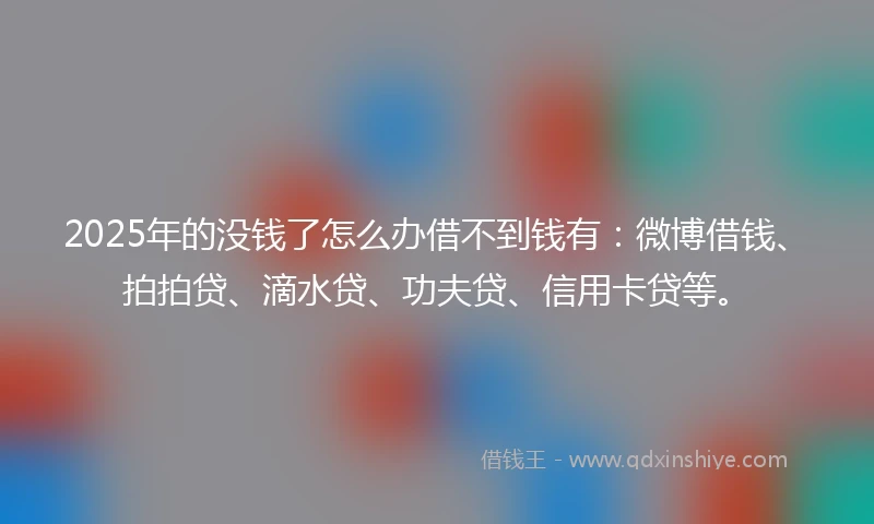 2025年的没钱了怎么办借不到钱有：微博借钱、拍拍贷、滴水贷、功夫贷、信用卡贷等。