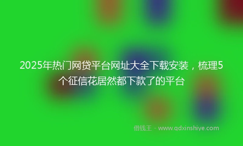2025年热门网贷平台网址大全下载安装，梳理5个征信花居然都下款了的平台