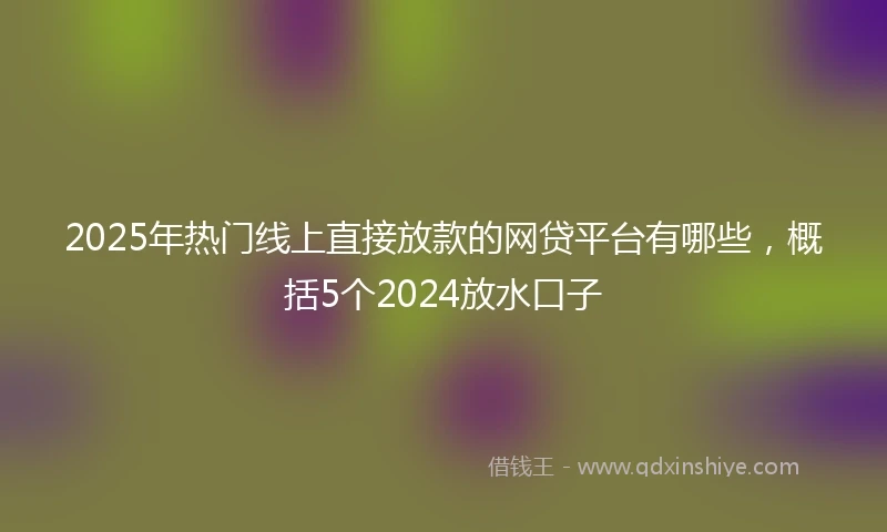 2025年热门线上直接放款的网贷平台有哪些，概括5个2024放水口子