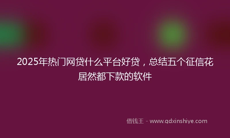 2025年热门网贷什么平台好贷，总结五个征信花居然都下款的软件
