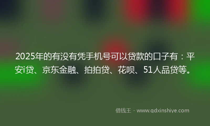 2025年的有没有凭手机号可以贷款的口子有：平安i贷、京东金融、拍拍贷、花呗、51人品贷等。