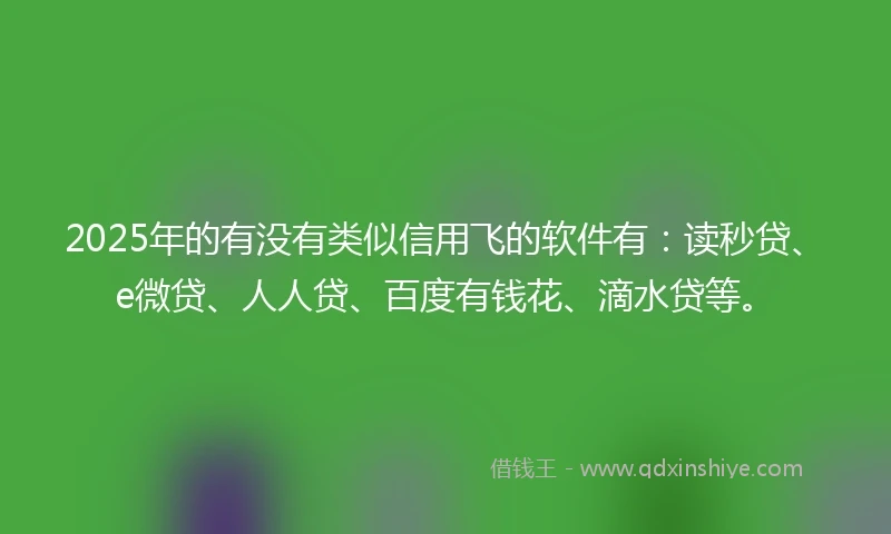 2025年的有没有类似信用飞的软件有：读秒贷、e微贷、人人贷、百度有钱花、滴水贷等。