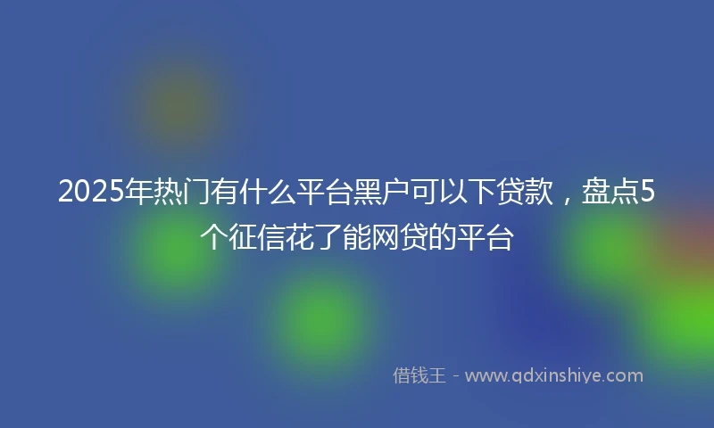 2025年热门有什么平台黑户可以下贷款，盘点5个征信花了能网贷的平台