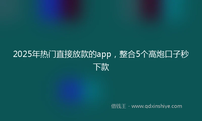 2025年热门直接放款的app，整合5个高炮口子秒下款