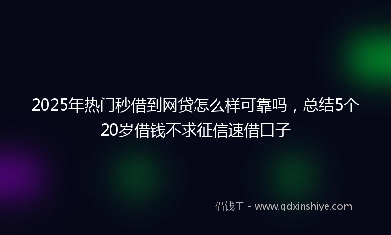 2025年热门秒借到网贷怎么样可靠吗，总结5个20岁借钱不求征信速借口子