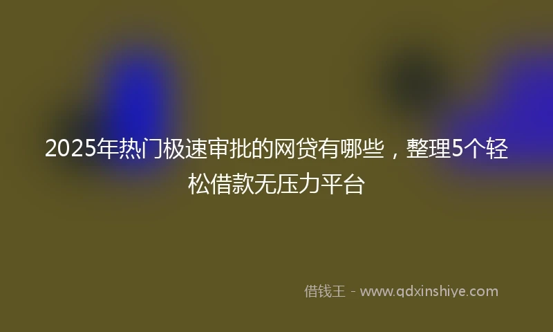2025年热门极速审批的网贷有哪些，整理5个轻松借款无压力平台