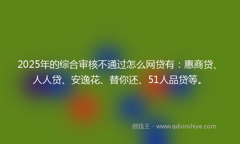 2025年的综合审核不通过怎么网贷有:惠商贷、人人贷、安逸花、替你还、51人品贷等。
