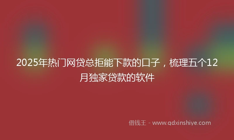 2025年热门网贷总拒能下款的口子，梳理五个12月独家贷款的软件