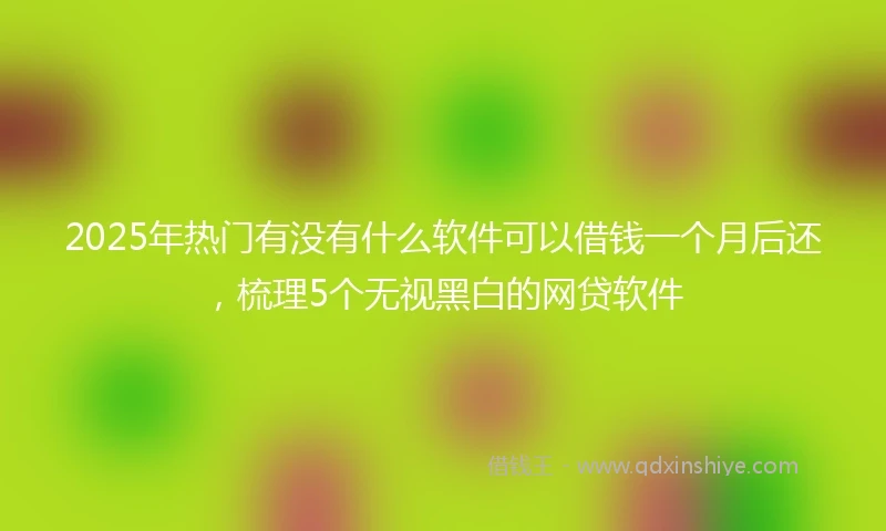 2025年热门有没有什么软件可以借钱一个月后还，梳理5个无视黑白的网贷软件