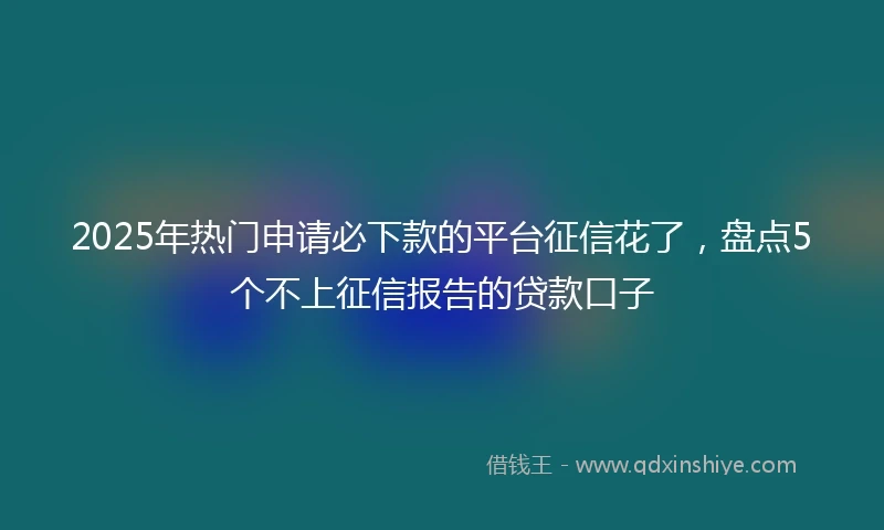 2025年热门申请必下款的平台征信花了，盘点5个不上征信报告的贷款口子