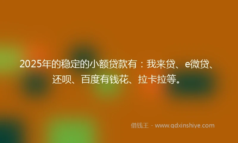 2025年的稳定的小额贷款有：我来贷、e微贷、还呗、百度有钱花、拉卡拉等。