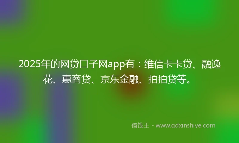 2025年的网贷口子网app有：维信卡卡贷、融逸花、惠商贷、京东金融、拍拍贷等。