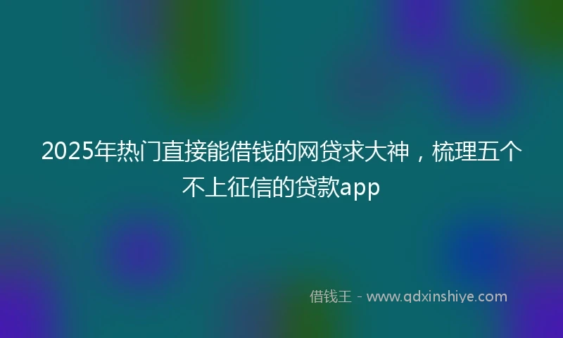 2025年热门直接能借钱的网贷求大神，梳理五个不上征信的贷款app