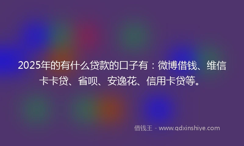 2025年的有什么贷款的口子有：微博借钱、维信卡卡贷、省呗、安逸花、信用卡贷等。