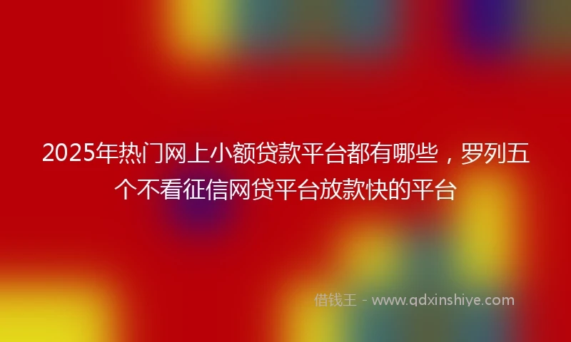 2025年热门网上小额贷款平台都有哪些，罗列五个不看征信网贷平台放款快的平台