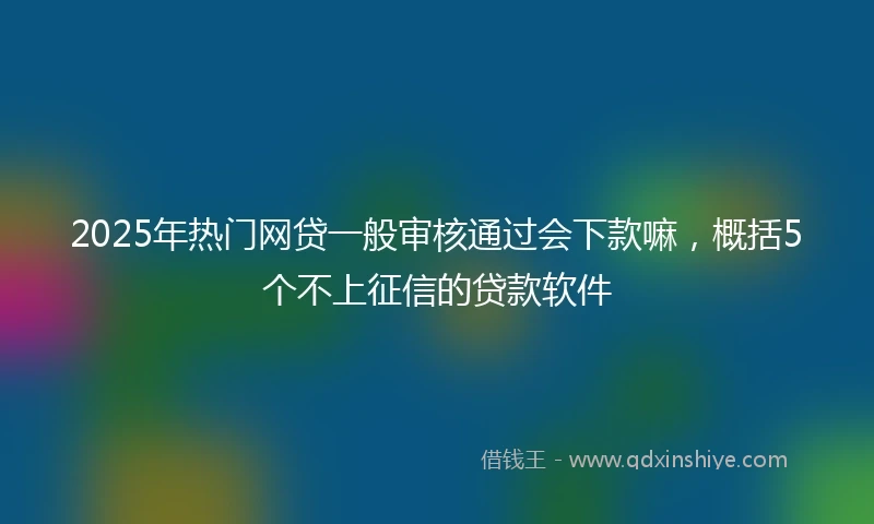 2025年热门网贷一般审核通过会下款嘛，概括5个不上征信的贷款软件