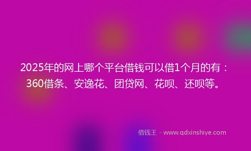 2025年的网上哪个平台借钱可以借1个月的有：360借条、安逸花、团贷网、花呗、还呗等。