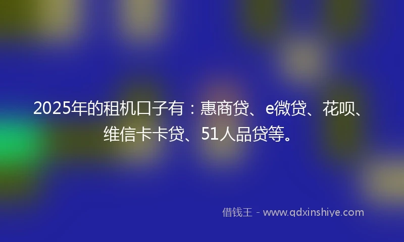 2025年的租机口子有：惠商贷、e微贷、花呗、维信卡卡贷、51人品贷等。