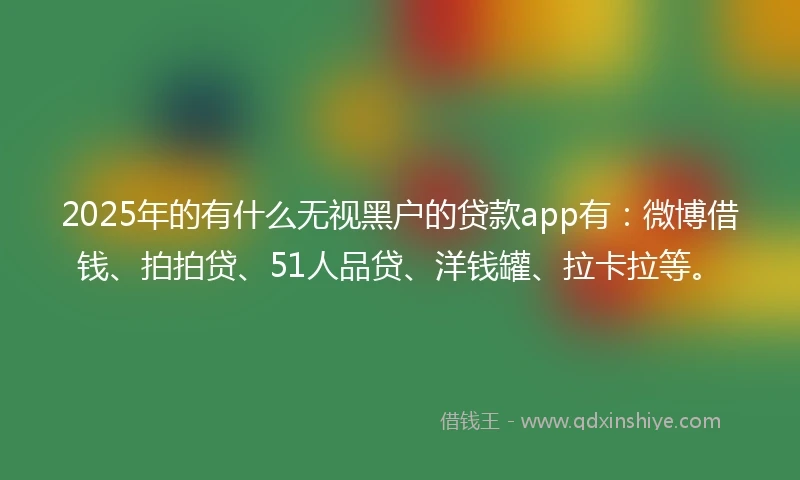 2025年的有什么无视黑户的贷款app有：微博借钱、拍拍贷、51人品贷、洋钱罐、拉卡拉等。