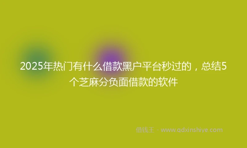 2025年热门有什么借款黑户平台秒过的，总结5个芝麻分负面借款的软件