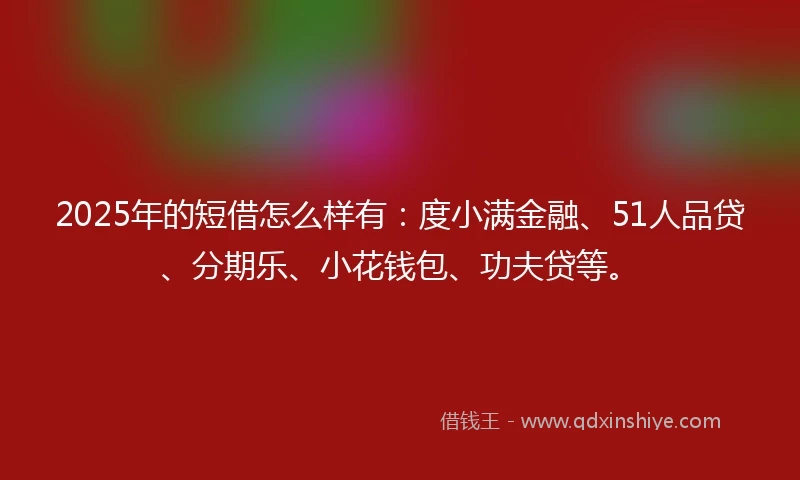 2025年的短借怎么样有：度小满金融、51人品贷、分期乐、小花钱包、功夫贷等。