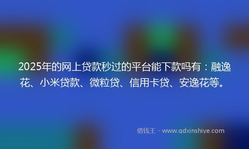2025年的网上贷款秒过的平台能下款吗有：融逸花、小米贷款、微粒贷、信用卡贷、安逸花等。