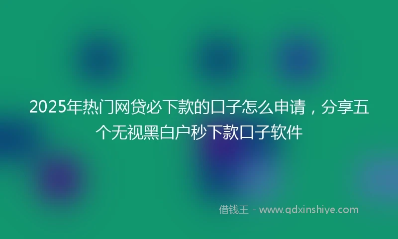 2025年热门网贷必下款的口子怎么申请，分享五个无视黑白户秒下款口子软件