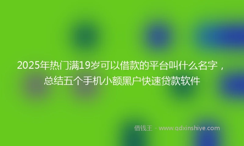 2025年热门满19岁可以借款的平台叫什么名字，总结五个手机小额黑户快速贷款软件