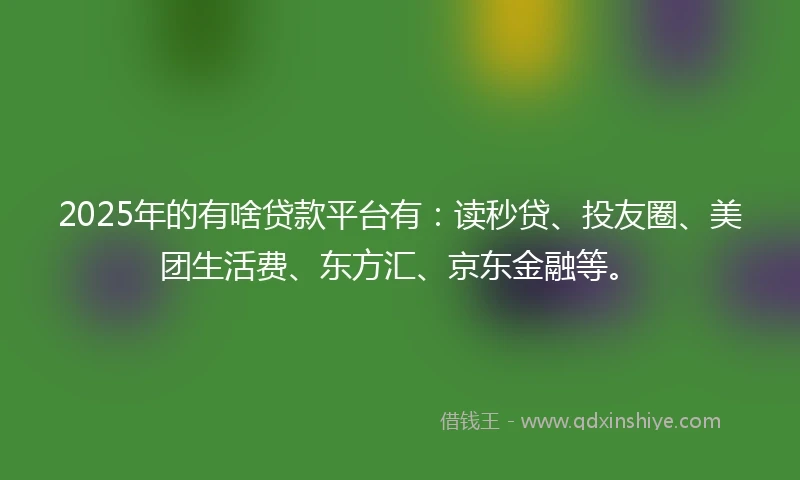 2025年的有啥贷款平台有：读秒贷、投友圈、美团生活费、东方汇、京东金融等。