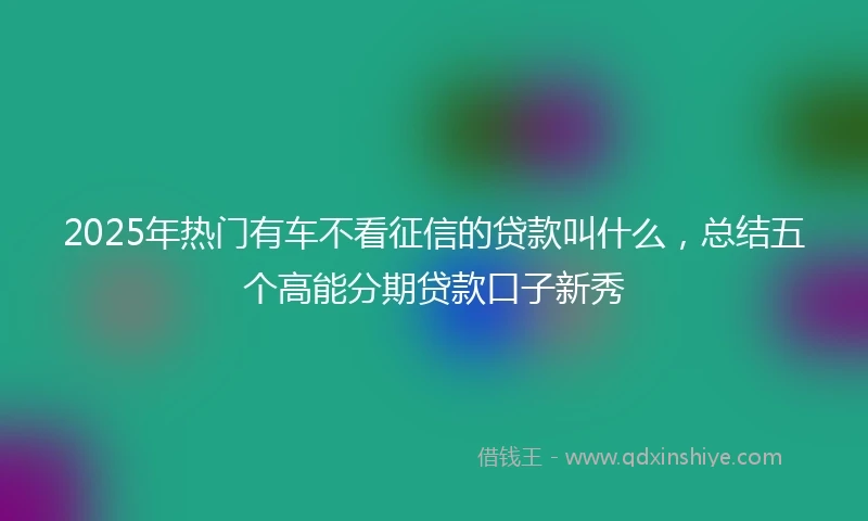 2025年热门有车不看征信的贷款叫什么，总结五个高能分期贷款口子新秀