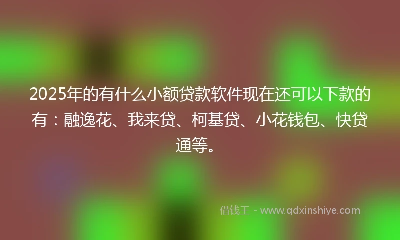 2025年的有什么小额贷款软件现在还可以下款的有：融逸花、我来贷、柯基贷、小花钱包、快贷通等。