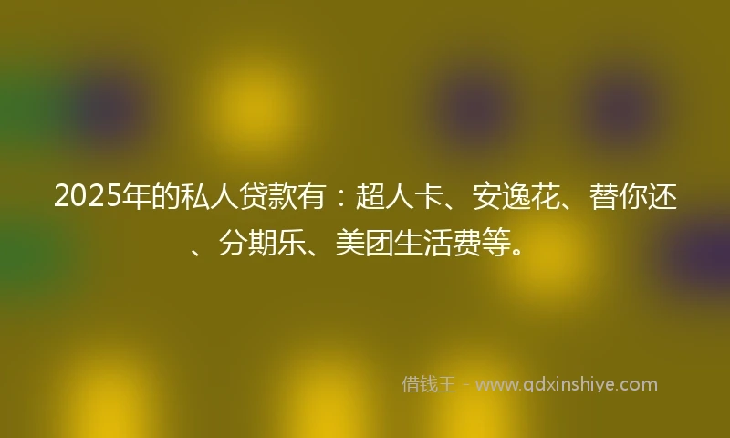 2025年的私人贷款有：超人卡、安逸花、替你还、分期乐、美团生活费等。