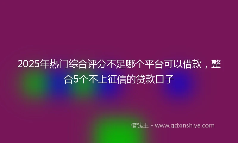 2025年热门综合评分不足哪个平台可以借款，整合5个不上征信的贷款口子