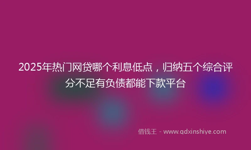 2025年热门网贷哪个利息低点，归纳五个综合评分不足有负债都能下款平台
