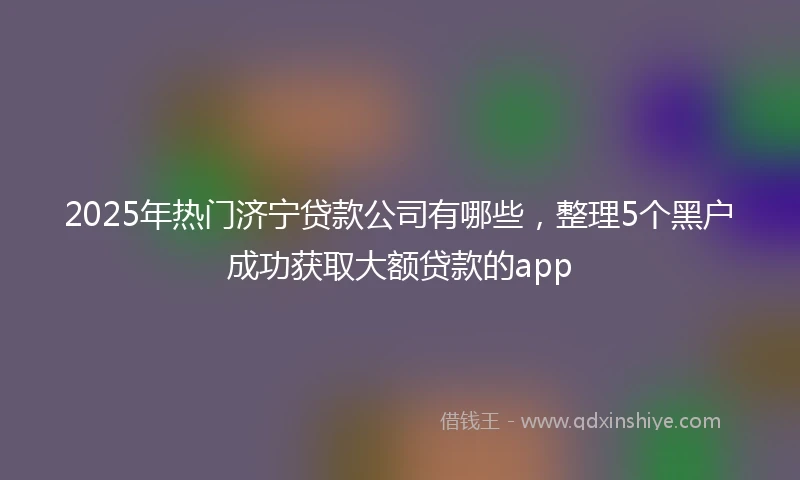 2025年热门济宁贷款公司有哪些，整理5个黑户成功获取大额贷款的app