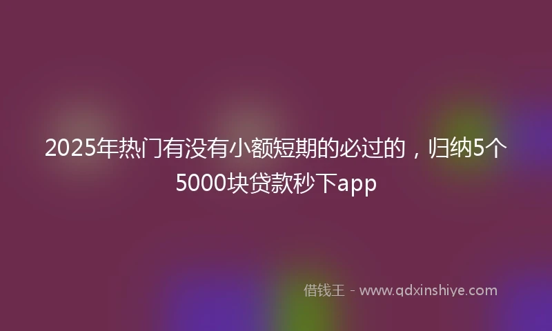 2025年热门有没有小额短期的必过的，归纳5个5000块贷款秒下app