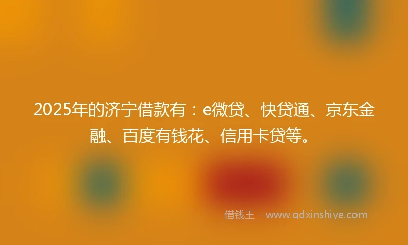2025年的济宁借款有：e微贷、快贷通、京东金融、百度有钱花、信用卡贷等。