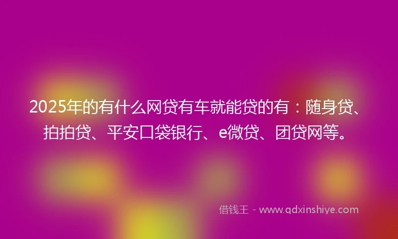 2025年的有什么网贷有车就能贷的有：随身贷、拍拍贷、平安口袋银行、e微贷、团贷网等。