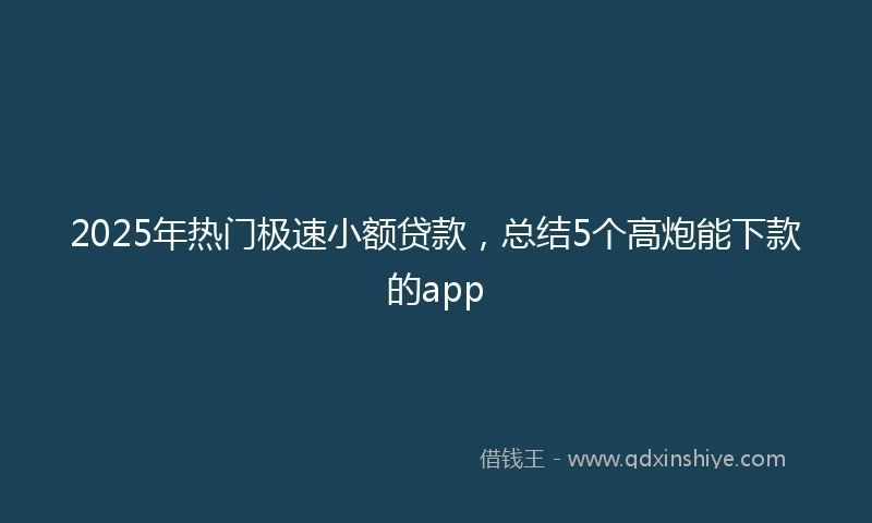 2025年热门极速小额贷款，总结5个高炮能下款的app